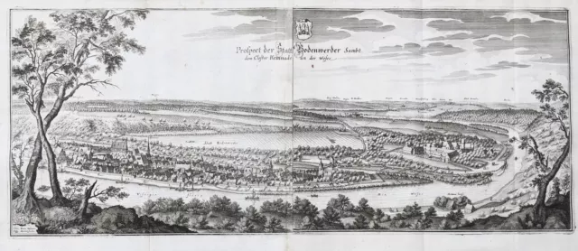 Bodenwerder Weser Niedersachsen Gesamtansicht Merian Kupferstich  1650