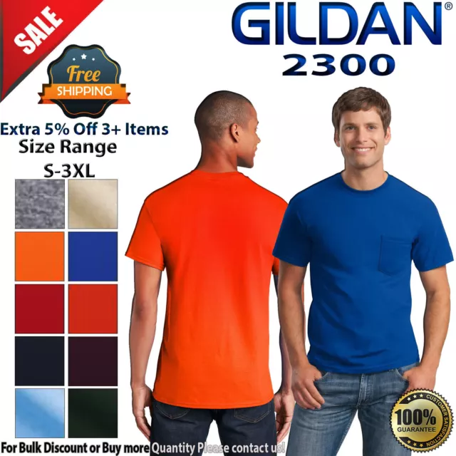 Gildan Mens Short Sleeve Ultra Cotton Crew Neck Stylish T-Shirt With Pocket G230