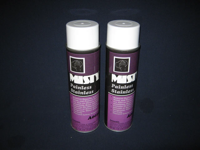 Two {2} Misty 18 Oz. Painless Stainless Spray Cleaner #A00142-Free Ship-Bin 6