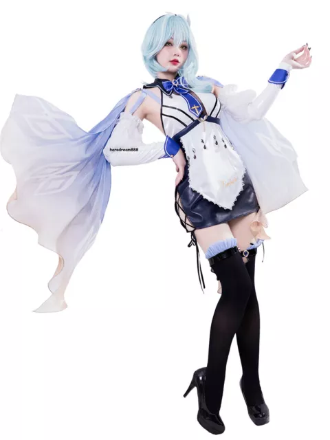 Genshin Impact Eula Maid Dress Cosplay Women Costume Girl Outfit Anime Suit New