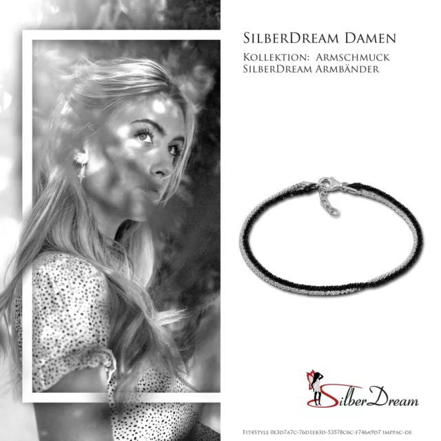 Silberdream 19cm Bracelet Tordu 925 Argent Noir Femme Bijoux SDA2169S 2