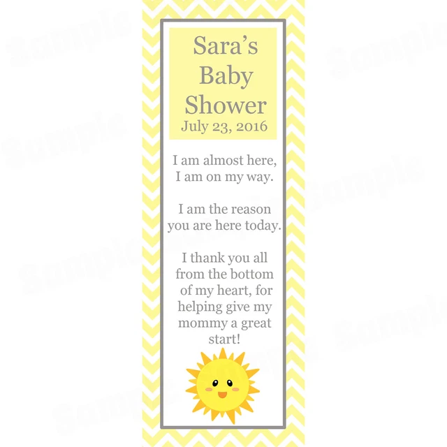 24 Personalized Baby Shower Bookmarks - You Are My Sunshine Baby Shower