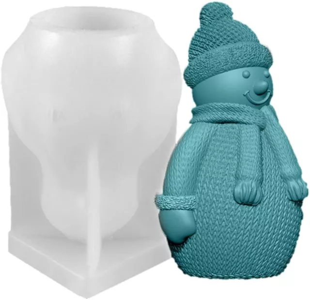 Christmas Snowman Candle Mold 3D Silicone Soap Fondant Cake Making Crafts Mould