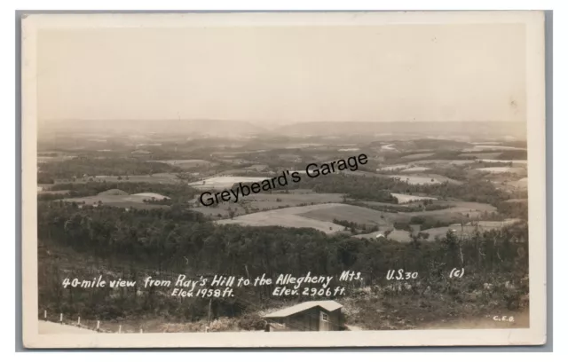 RPPC View from Ray's Hill US 30 LINCOLN HIGHWAY PA Roadside Real Photo Postcard
