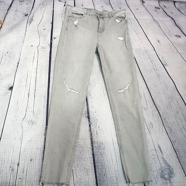 M&S The Ivy Grey Distressed Womens Jeans Womens Size 14 Regular (KK03)