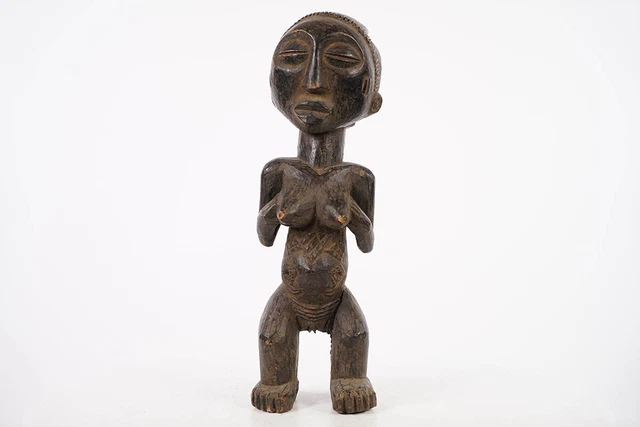 Beautiful Female Luba African Statue 16" - DR Congo
