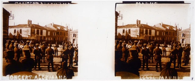 WW1.14-18.War.German concert.Deutsch.Marne.Musicians.Stereo on glass.Glass