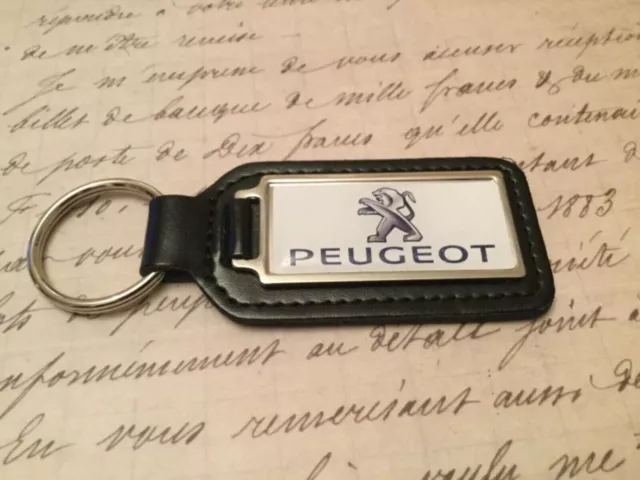 Peugeot Printed Black Leather Key Ring Fob  Oblong 108 208 2008 308 3008 Gti 508