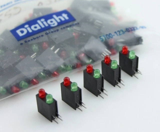 New Qty5 Dialight 553-03 Dual Color Led Array Red/Green Tinted Diffused T-1  3Mm