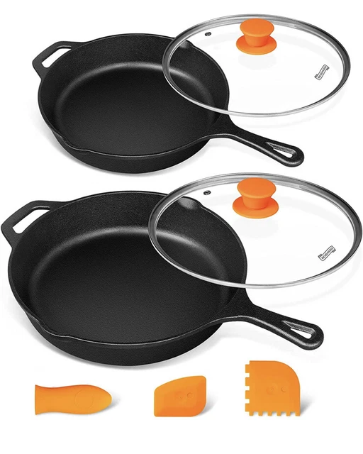 MICHELANGELO Cast Iron Skillet Set 10 Inch &12 Inch, Preseasoned Cast Iron...