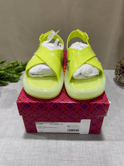 Tory Burch Women's Crisscross Bubble Jelly Sandals - Lime Sherbert 9 3