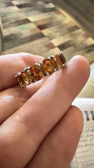 Sparkling Natural 7x5mm Citrine Ring Set In 925 Silver