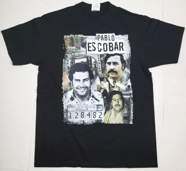 Pablo Escobar T-shirt Medellín Drug Cartel Men's 100% Cotton Black Tee