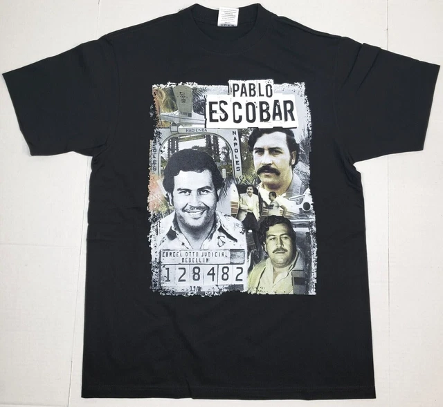 Pablo Escobar T-shirt Medellín Drug Cartel Men's 100% Cotton Black Tee