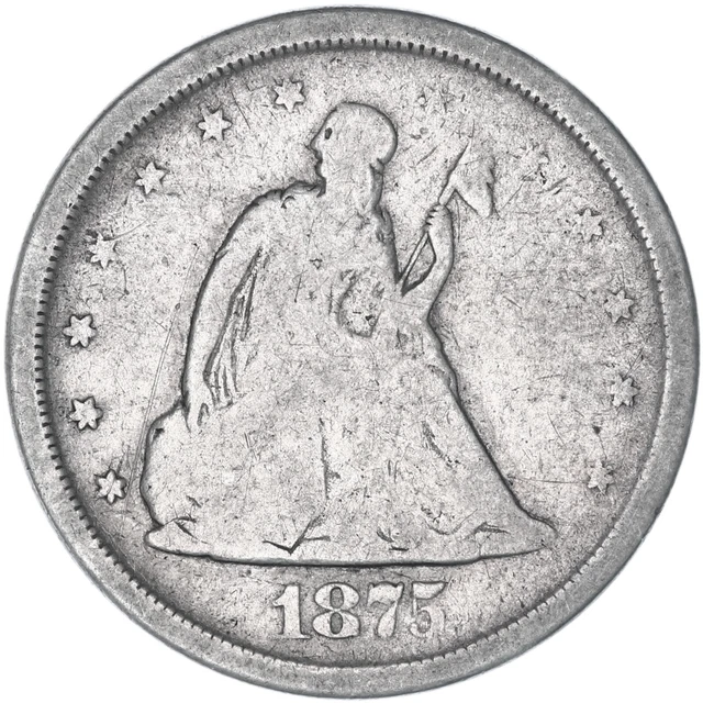 1875 S Seated Liberty Twenty Cent Piece 90% Silver Good GD See Pics W394