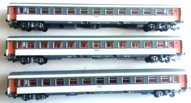 Lot De 3 Voitures Corail Jouef HO - 1ère, 2ème, Mixte + Fourgon, 5362/5363/5365
