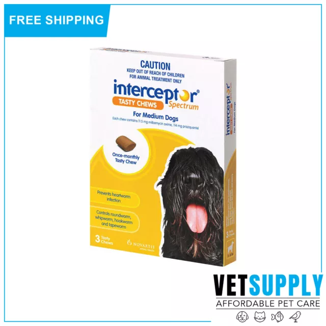 Interceptor Spectrum Tasty Chews For Medium Dogs 11 To 22Kg Yellow 3 Chewables