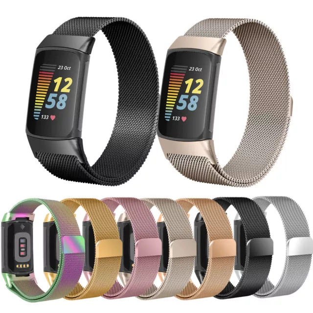 For Fitbit Charge 5 5th Gen Milanese Band Metal Stainless Steel Magnet Strap