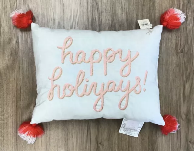 Lauren Conrad 13"X17" Christmas Holiday Throw Decorative Pillow "Happy Holiyays"