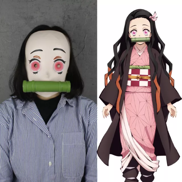 Demon Slayer Kimetsu no Yaiba Kamado Nezuko Latex Face Mask for Cosplay Costume