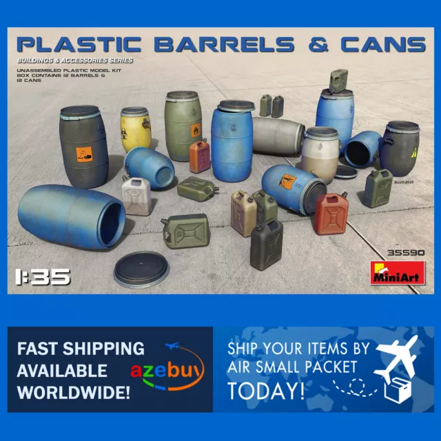 Plastic Barrels and Cans Kit MINIART 1/35 Scale Plastic Model Kit MA35590
