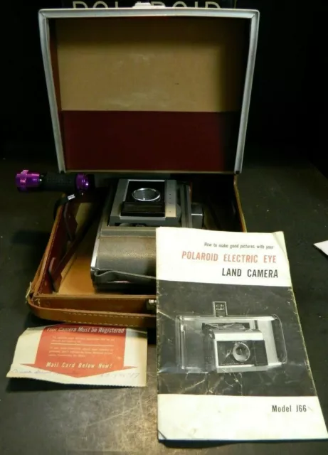 Vintage Polaroid Model J66 Electric Eye Land Camera In Original Box w/ Manual +