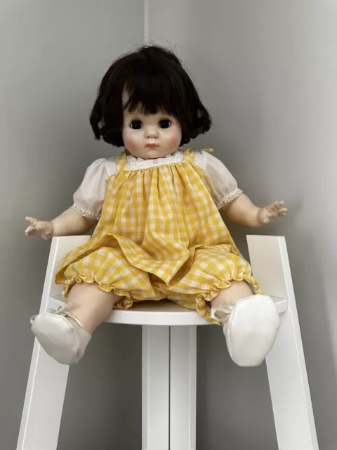 1965 MADAME ALEXANDER DOLL PUDDIN  original yellow Gingham dress vintage