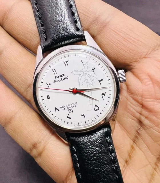HMT PILOT URDU White Dial Hand Winding Wrist watch Men'S Gents FHF