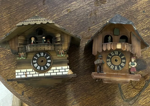 2 Vintage Mechanical, Cuckoo Clock for parts or repair