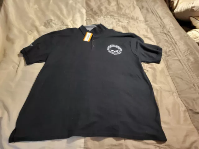 NWT Harley Davidson Motorcycles Mens Black Military Overseas Tour Polo Shirt 2XL