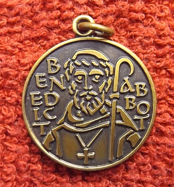 Vintage Saint Benedict Abbot Peace Catholic Medal Medallion