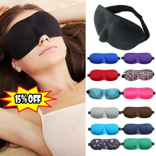 3D Travel Eyes Mask Sleep Soft Padded Shade Cover Rest Relax Blindfold NEW