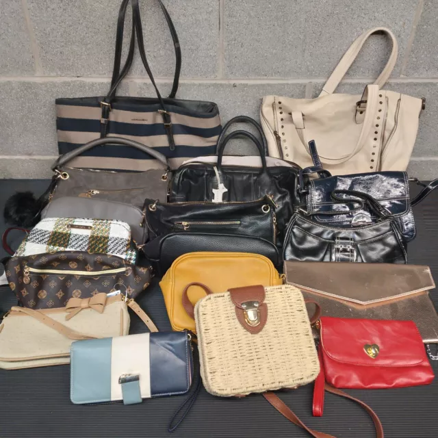 Joblot Of 15 Handbags Clutch Tote Purse Backpack Bundle