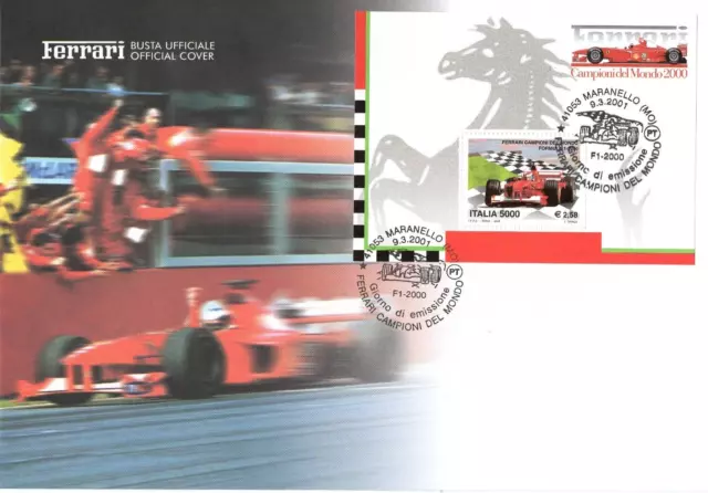 Ferrari Weltmeisterschaft 2000 Block  Sonderstempel Maranello Sonderumschlag