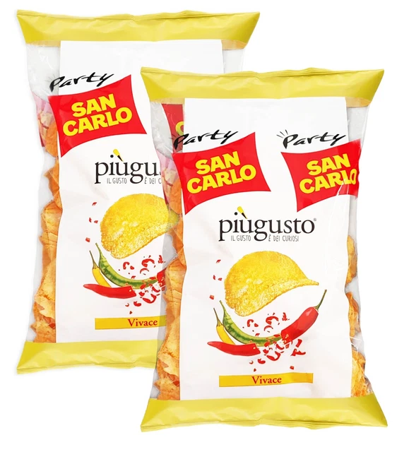 2X San Carlo Più Gusto Vivace Patatine Gusto Paprika Maxi Busta da 200g