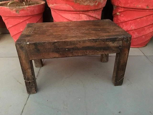 Ancient Old Wooden Hand Carved  Coffee Table Big Table Stool