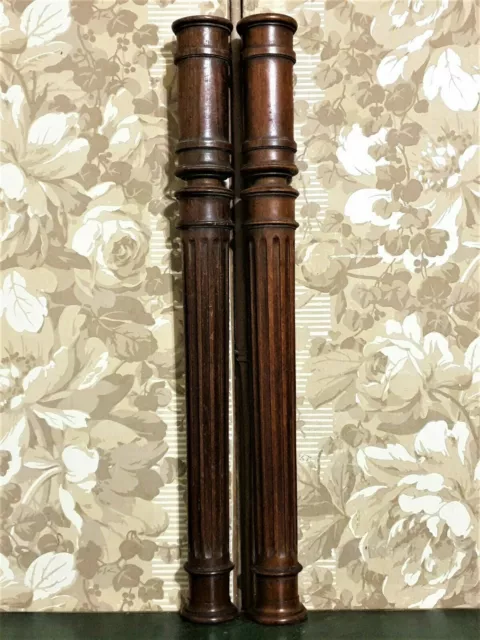 Column pair spindle baluster turned carving Antique french architectural salvage