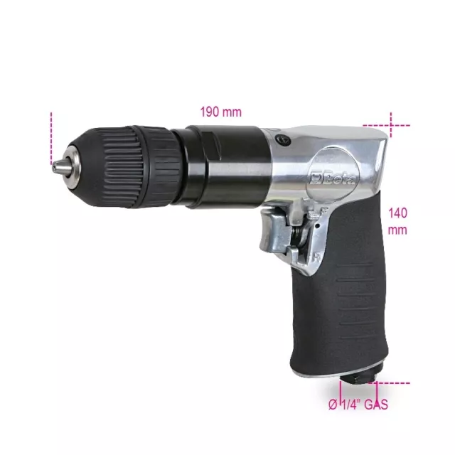 Beta Tools 1932RS10 Air Réversible Perceuse Autochuck 1-10mm 1800rpm 6.2bar 230W