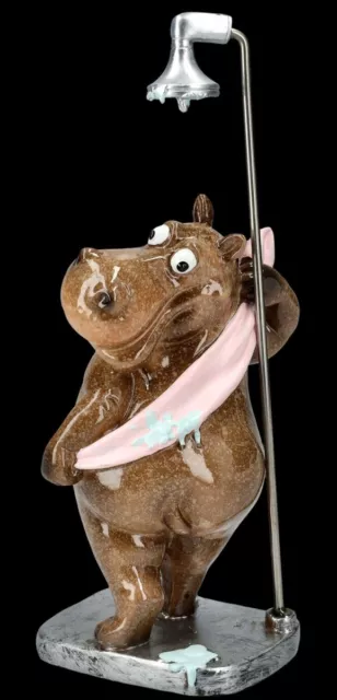 Lustige Nilpferd Figur beim Duschen - Hippo Fun witziges Geschenk Bad