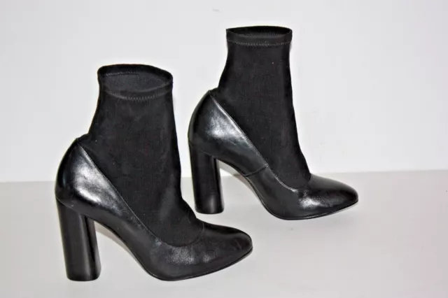 SAN MARINA Bottines Boots Bi Matière Stretch Cuir Noir T 37 TBE