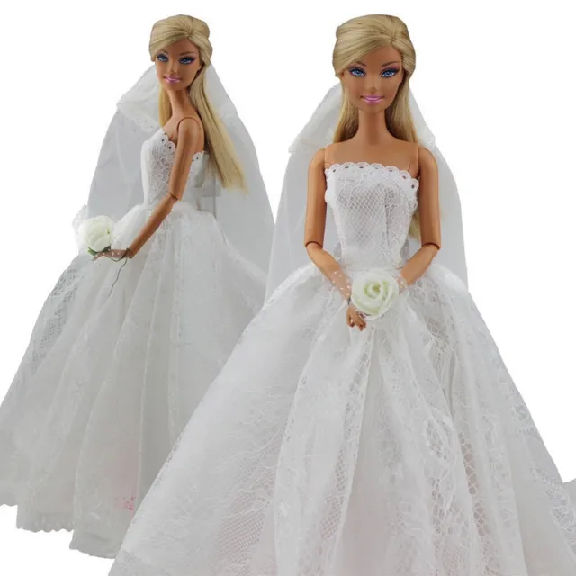 Barbie Doll Abito Da Sposa Lungo In Pizzo Elegante  Bambola