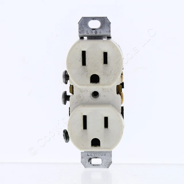 Leviton Lt Almond SCRATCHED Duplex Outlet No Plaster Ears 15A 5-15R Bulk 5320-T