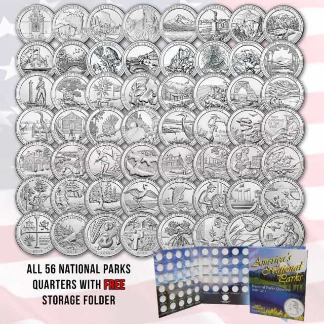 Complete Set Of America The Beautiful Quarters - 56 uncirculated Qtrs 2010-2021