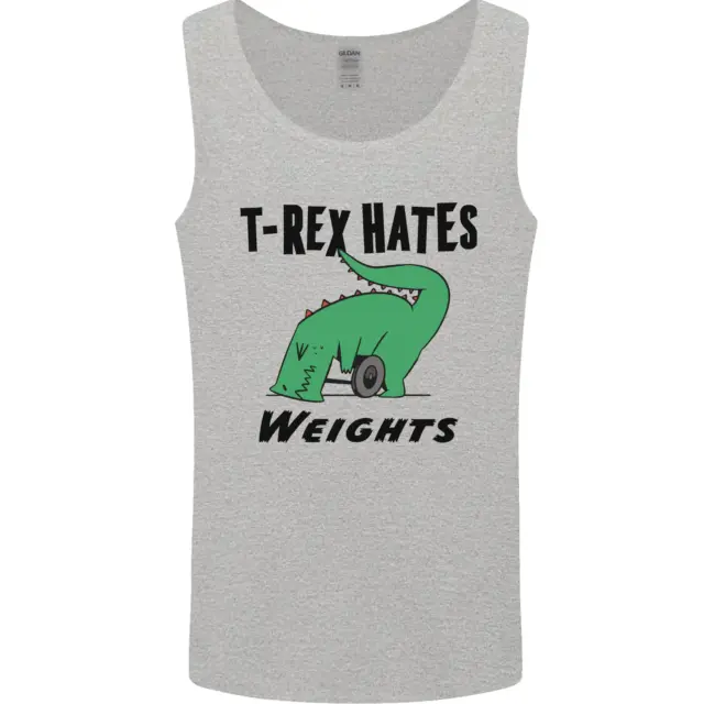 T-Rex Hates Weights Funny Gym Workout Mens Vest Tank Top