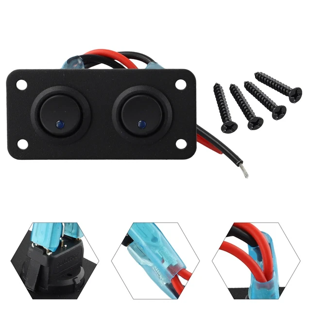 Panneau Marin étanche 6 Interrupteurs à Bascule LED Bleu - 12-24V, Pré-câblé, Pour Voiture, Camping-car, Bateau