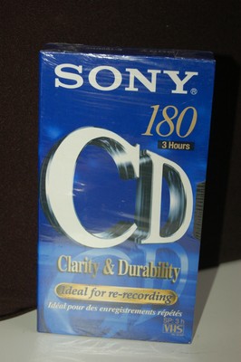 Sony VHS VIDEOCASSETTA 3 Hour-E-180 CD ideale per ri-registrazione Sigillato in Fabbrica 