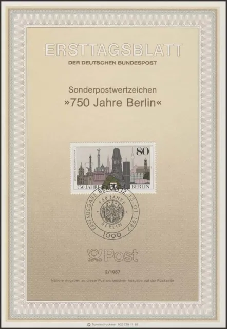 ETB 02/1987 750 Jahre Berlin: Sehenswürdigkeiten mit Stadtwappen