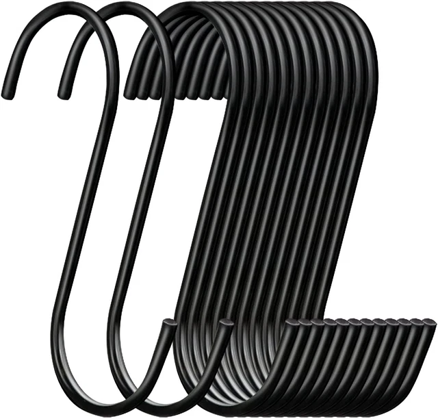 S Hooks Black Steel Hanging Pans Pots Plants Bags Towels Large 3.5 Inch Polished