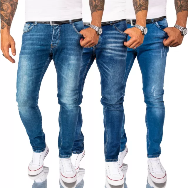 Jeans Hose Herren Jeans Stretch Jeanshosen Slim Fit Blau Pants Männerhose Basic