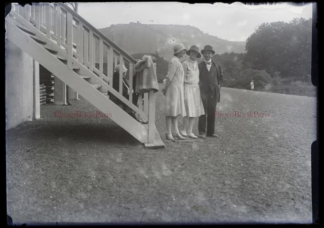 Mode Femmes c1930 Photo NEGATIVE Plaque de verre Stereo Vintage V31L13n6